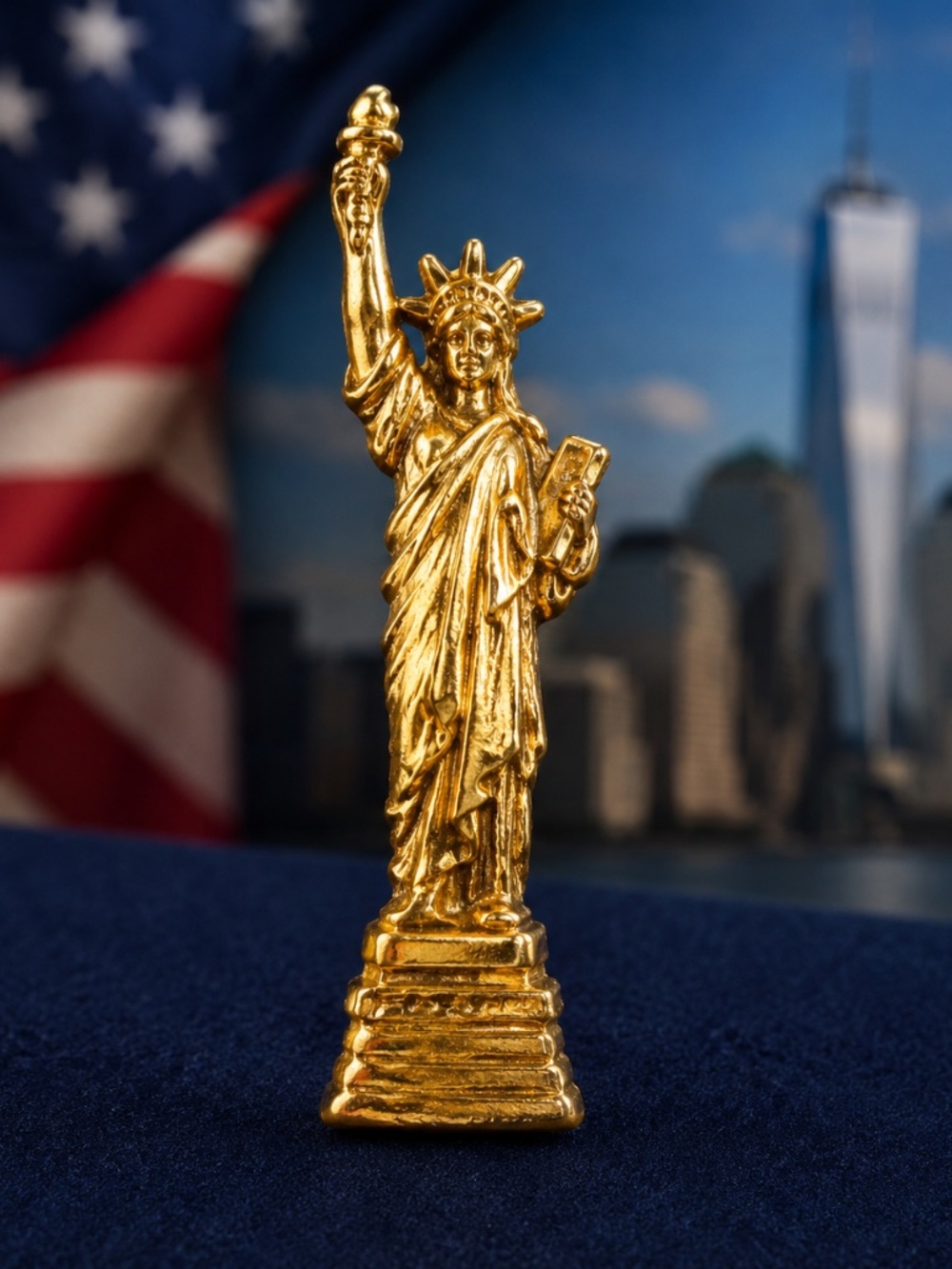 Vintage Statue of Liberty Tie Tack Pin Brooch Gold Tone Patriotic New York